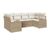 vidaXL Set di Divani da Giardino 6 Pezzi con Cuscini Beige Polyrattan Design Modulare per Seduta Esterna Resistente alle Intemperie e Confortevole Perfetto per Giardini, Balconi, Patii Mobili Sezional