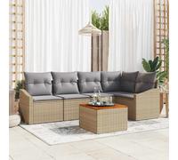 vidaXL Set di divani da giardino a 6 pezzi con cuscini beige in rattan sintetico e acacia.