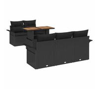 vidaXL Set Divano da Giardino 6 Pezzi con Cuscini Grigio Scuro Rattan e Legno Posti a Sedere Comodi Include Stoccaggio per Facile Organizzazione Tavolo da Patio Divano Lounge