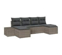 vidaXL Set di divani da Giardino a 6 Pezzi con Cuscini in polyrattan Grigio. È Perfetto per Rilassarsi all'aperto e per Gli Incontri con Amici. Mobili modulari Moderni e Resistenti alle intemperie,