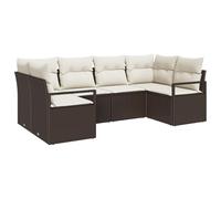 vidaXL Set Divano da Giardino in 6 Pezzi con Cuscini Rattan Polirattan Marrone