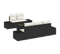 vidaXL Set di divani da Giardino a 6 Pezzi, con Cuscini Neri e Crema, in Rattan. Perfetto per Rilassarsi all'aperto, intrattenere Amici, e arredare Il Patio. Adatto per soggiorni, Case e balconi. El