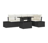 vidaXL Set di 6 divani da giardino con cuscino, nero, in rattan, per esterni, sezionali, design moderno, per patio o balcone, divano modulare