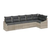 vidaXL Set di 6 divani da giardino con cuscino, beige e grigio scuro, in polyrattan, per esterni, modulare, per adulti, resistente alle intemperie, comoda seduta, patio, balcone, 4 posti