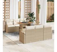 vidaXL Set di Divani da Giardino 7 Pezzi con Cuscini Beige in Rattan Sintetico. Mobili da Esterno per Patio e Balcone. Seduta per Terrazza Lounge Modulare, Design Eco e Moderno per L'Estate.
