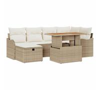 vidaXL Set di divani da Giardino a 7 Pezzi con Cuscini Beige in Rattan Sintetico. Mobili da Esterno Comodi per Il Balcone, con Un Tavolo Rettangolare e Un Design Elegante per Il Patio. Perfetti per r