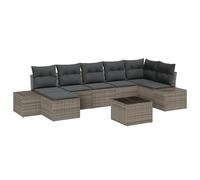 vidaXL Set di Divano da Giardino da 7 Pezzi con Cuscini Rattan Polyrattan Grigio