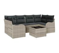 vidaXL Set di divani da Giardino a 7 Pezzi con Cuscini in Rattan Sintetico Grigio Chiaro. Ha Un Design modulare, resiste alle intemperie e ha i Piedi Regolabili. Perfetto per arredare spazi Esterni c