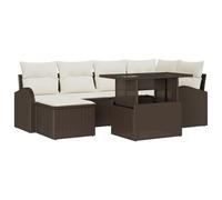 vidaXL Set Divano da Giardino in 7 Pezzi con Cuscini Marrone Rattan Sintetico