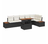 vidaXL Set di divani da Giardino a 7 Pezzi con Cuscini Nero Polyrattan Design modulare Resistente alle intemperie per Balcone Patio e Lounge Esterno Divano Sectionale