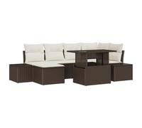 vidaXL Set di divani da Giardino 7 Pezzi con Cuscini Brown in polyrattan