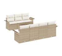 vidaXL Set di Divani da Giardino in 8 Pezzi con Cuscini Beige Poly Rattan