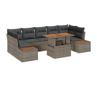 vidaXL Set di Divani da Giardino a 8 Pezzi con Cuscini Grigi in Rattan Sintetico, Mobili Modulari con Piedi Regolabili per Patio e Terrazza