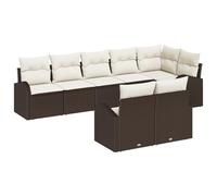 vidaXL Set di Divani da Giardino a 8 Pezzi con Cuscini Marrone Rattan Polietilene Mobili da Esterno Modulare per Posto a Sedere in Balcone Divano Sezionale Patio Sedia Angolare