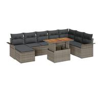 vidaXL Set di divani da Giardino a 9 Pezzi con Cuscini Grigi in Rattan Sintetico, modulare e Regolabile. Mobili da Esterno per Balcone, Patio, e per Un Ensemble Estivo Elegante su terrazze Moderne.