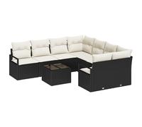 vidaXL Set di divani da Giardino a 9 Pezzi con Cuscini Neri in Rattan Sintetico. Perfetto per arredare spazi Esterni Come Il Patio, ha Un Design Moderno e Rivestimenti sfoderabili. È Ideale per Crea