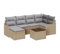vidaXL Set di divani da Giardino Composto da 7 Pezzi, con Cuscini Beige e Grigi. È Un Divano modulare Resistente alle intemperie, Perfetto per Il Tuo Spazio Esterno. Comodo e alla Moda, Ideale per b