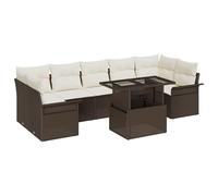 vidaXL Set di divani da Giardino Composto da 8 Pezzi con Cuscini Marroni in Poly Rattan. È Perfetto per Il Tuo Spazio Esterno, con Un Tavolo e divani Lounge Che offrono Una Soluzione modulare per Il