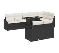 vidaXL Set di divani da Giardino Composto da 9 Pezzi con Cuscini in Rattan Nero