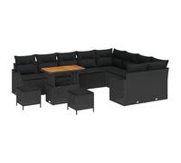 vidaXL Set di divani da Giardino Composto da dodici Pezzi, con Cuscini Neri. Perfetto per arredare Esterni Come patii e terrazze, Questa Collezione è Ideale Sia per Lounge Che per Dining.