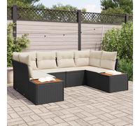 vidaXL Set di divani da giardino con 6 pezzi e cuscini in rattan nero e acacia.