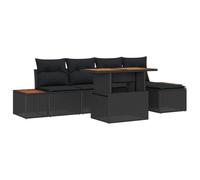 vidaXL Set Divano da Giardino 6 Pezzi con Cuscini in Polyrattan Nero