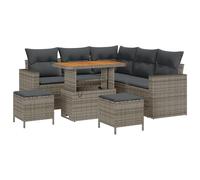 vidaXL Set di divani da Giardino con 8 Pezzi, Cuscini Grigi in Poly Rattan e Legno d'acacia. Perfetto per Un Arredamento Esterno, Relax, pranzi all'aperto, terrazze, Lounge Moderne e Incontri. Comodi