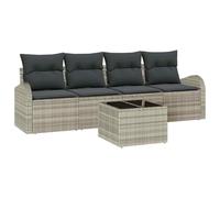 vidaXL Set di divani da Giardino con Cuscini | 5 Pezzi, Design modulare in Rattan Sintetico Grigio Chiaro, Piedi Regolabili, Perfetto per Stare all'aperto e per Fare Festa, Mobile Lounge per Patio e