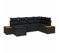 vidaXL Set di divani da Giardino con Cuscini, 6 Pezzi, in Rattan modulare Nero. Perfetto per balconi e patii, mobili da Lounge, Divano per terrazze e Giardini.