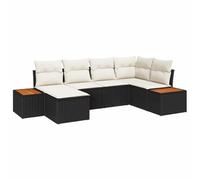 vidaXL Set di Divano Giardino con Cuscini 6 Pezzi Rattan Modular All'Aperto Nero e Bianco Versatile per Uso in Balcone Patio Mobili Divano Grande Resistente alle Intemperie