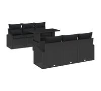 vidaXL Set di Divani da Giardino con Cuscini 7 Pezzi in Polyrattan Nero