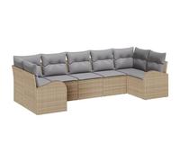 vidaXL Set di divani da giardino con cuscini beige rattan polimerico 7 pezzi sedili completi per patio modulare sezionale, grigio ideale per rilassarsi sedia lounge divano tufted mobili
