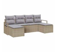 vidaXL Set di divani da Giardino con Cuscini Beige in polirattan, Piedi Regolabili, Design modulare. Perfetto per l'uso all'aperto, 6 Pezzi, Comodo per Rilassarsi e divertirsi. Mobili per Lounge in