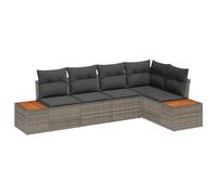 vidaXL Set di Divani da Giardino con Cuscini Grigio in Rattan Design Modulare per Patios Accoglie 6 Persone Seduta Confortevole da Esterno Lounge Cinque Mobili da Patio con Cuscini