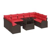 vidaXL Set di divani da giardino con cuscino, 10 pezzi, marrone, in polyrattan, divano modulare per giardino e terrazza, mobili resistenti, leggeri, resistenti ai raggi UV, ideali per patio
