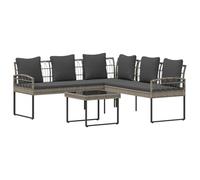 vidaXL Set di divani da giardino con cuscino 2 pezzi in acciaio grigio, divano da giardino moderno, resistente alle intemperie, facile da pulire, mobili da esterno durevoli, posti a sedere per il tuo