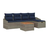 vidaXL Set di divani da giardino con cuscino, 6 pezzi, grigio polyrattan, set di mobili per giardino e terrazza, modulare, leggero, resistente al sole, comodo per rilassarsi, patio fantastico
