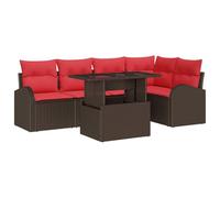 vidaXL Set di divani da giardino con cuscino, 6 pezzi, marrone in polyrattan, divano modulare moderno per giardino e terrazza, mobili durevoli, resistenti al sole, sedie eleganti per l'estate