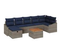 vidaXL Set di divani da giardino con cuscino, 8 pezzi, grigio polyrattan, divano modulare per giardino e terrazza, mobili leggeri, resistenti al sole, godere all'aperto
