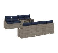 vidaXL Set di divani da giardino con cuscino, 9 pezzi, grigio rattan sintetico, mobili moderni per giardino e terrazza, divano modulare in rattan, resistente alle intemperie e confortevole