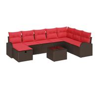 vidaXL Set di divani da giardino con cuscino, 9 pezzi, marrone, in polyrattan, set di divano per giardino e terrazza, moderno, durevole, leggero, resistente al sole, sedili modulari, con scomparti
