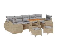 vidaXL Set Divano Giardino 10 Pezzi con Cuscini Beige Rattan Polietilene per Balcone e Patio | capacità di Seduta 4 | Piedi Regolabili | Design Intrecciato a Mano | Inclusi Tavolo e Cuscini