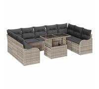 vidaXL Set Divano Giardino 10 Pezzi con Cuscini Grigio Chiaro in polyrattan, Divano Giardino Due Persone con Cuscini Grigio Chiaro in polyrattan