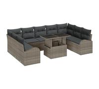 vidaXL Set di divani da Giardino da 10 Pezzi con Cuscini in polyrattan Grigio | Posti modulari Esterni Confortevoli Resistenti alle intemperie, Ideali per patii e balconi, mobili da Patio con poltron