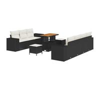vidaXL Set di divani da Giardino da 10 Pezzi di con Cuscini. Mobili da Esterno in polirattan Nero e Crema con Piedi Regolabili. Design Resistente alle intemperie, Perfetto per Patio, Giardini e BALC