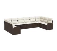 vidaXL Set di Divani da Giardino da 10 Pezzi con Cuscini Marrone Polyrattan