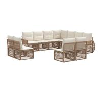 vidaXL Set Divano da Giardino 11 pz Beige e Bianco Crema polyrattan