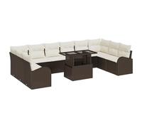 vidaXL 11 pezzi mobili da giardino con cuscino in rattan marrone - elegante e confortevole mobile da esterno per terrazza o balcone con tavolino da caffè, mobili 4 posti, intrecciato