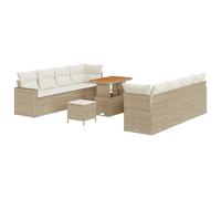 vidaXL Set di divani da Giardino 11 Pezzi con Cuscini Beige Polyrattan Acacia
