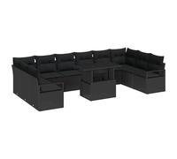 vidaXL Set di divani da Giardino da 11 Pezzi con Cuscini in Rattan Sintetico Nero, per 8 Persone. È Resistente alle intemperie e ha Un Design modulare, Ideale per balconi e patii. Perfetto per arred